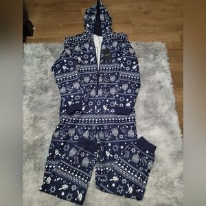 Fabletics Navy and White Hooded Jumpsuit